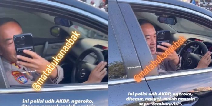 Oknum Polisi Pangkat AKBP Merokok Sambil Berkendara, Marah Saat Ditegur Warga