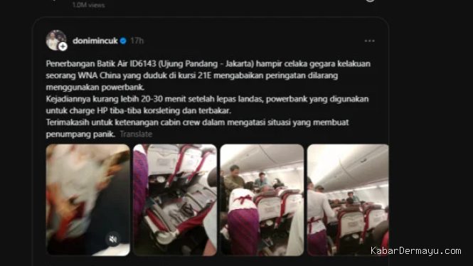 Power Bank WN China Terbakar di Pesawat Batik Air, Ini Pemicunya