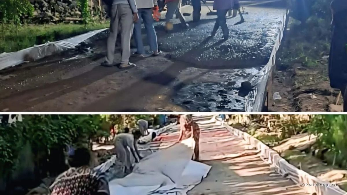 Proyek Rabat Beton Temiyang - SP Pejaten Indramayu Disorot Warga