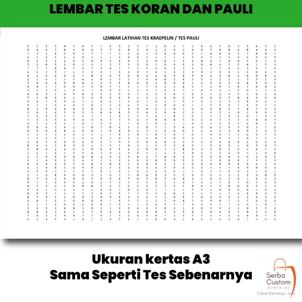 Photo by shopee.co.id - Kisi-kisi Lengkap Tes Psikotes Kraepelin Koran Pabrik Otomotif Biar Lolos