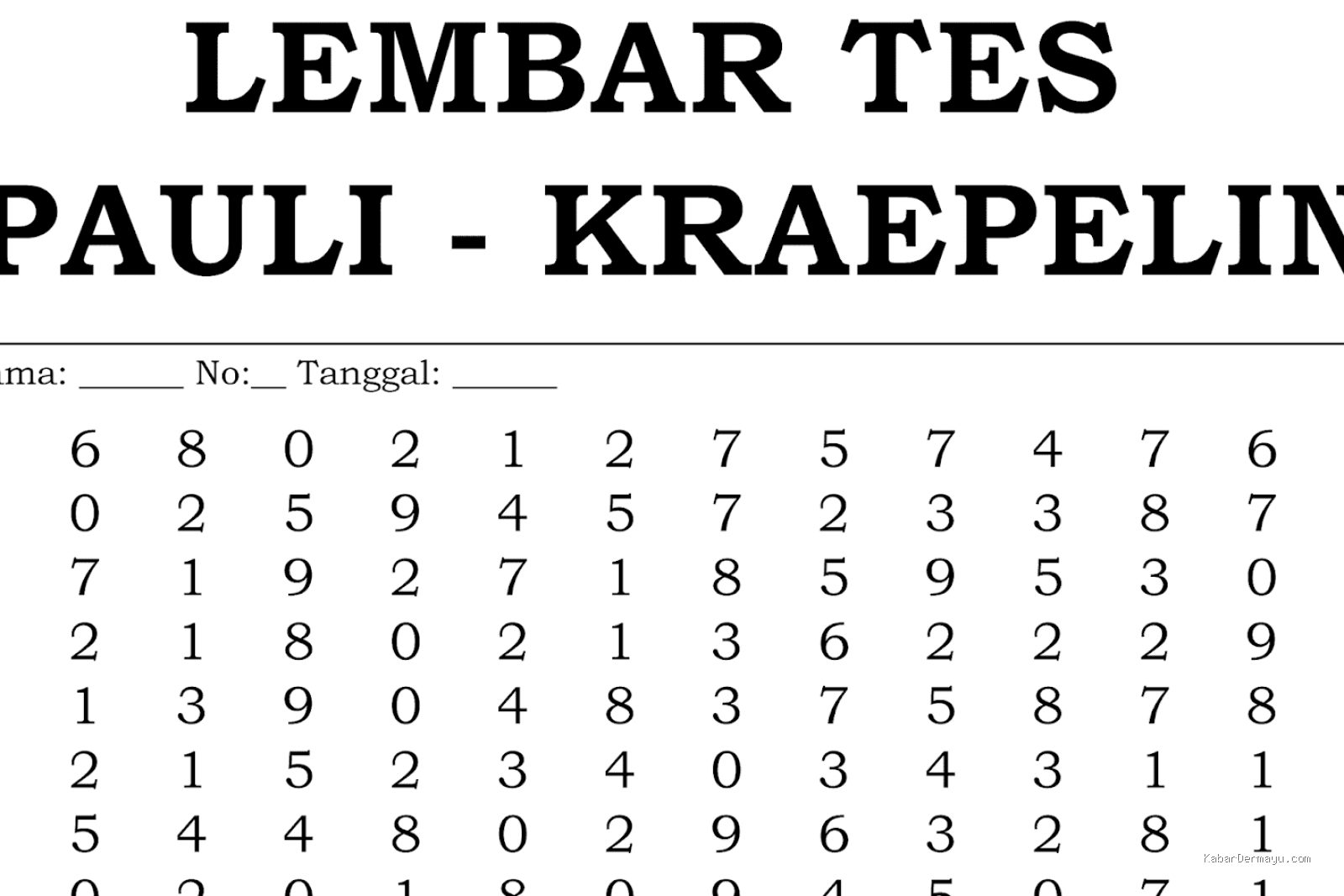 Kisi-kisi Tes Ketahanan Kerja Krepelin Menjaga Grafik Tetap Naik Stabil